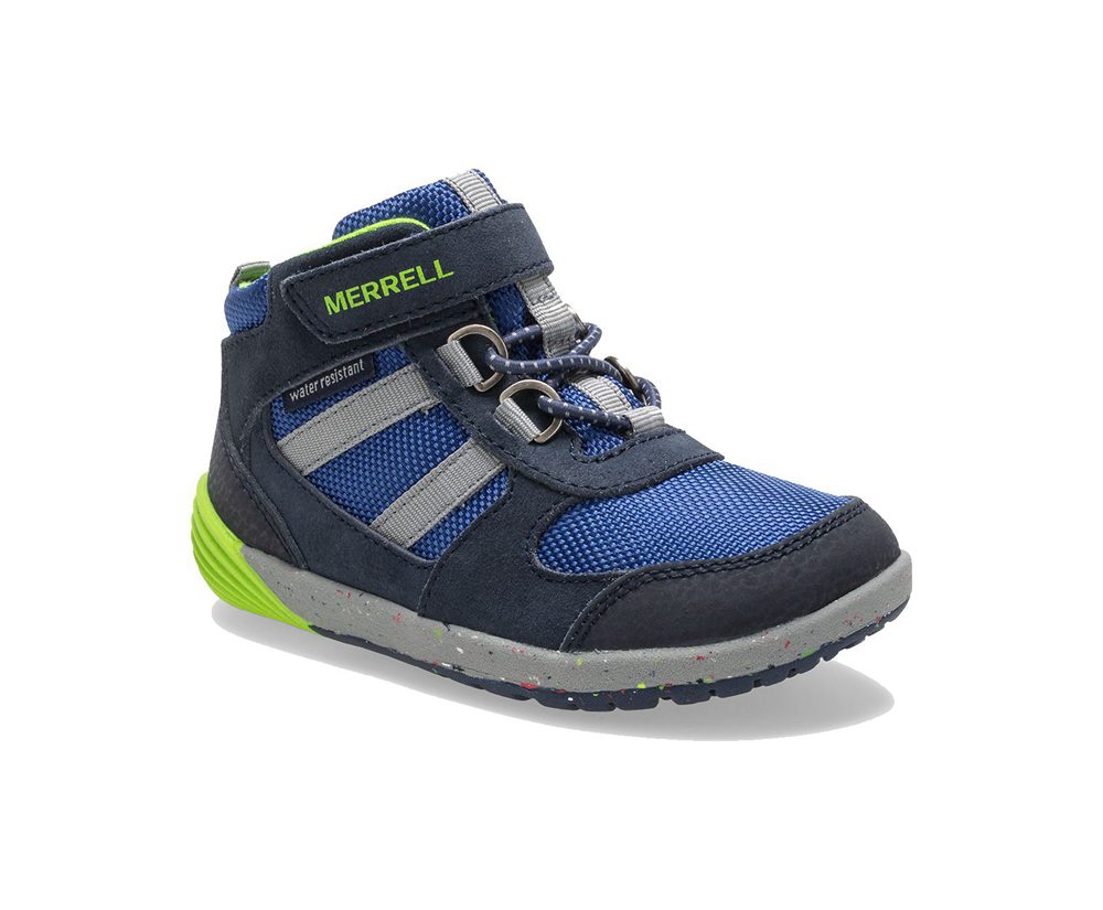 Merrell Boots Navy/Green - Bare Access Steps® Ridge Jr Hiker - Kids 46VPNFRZT
